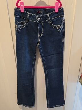 Girls' Dark Blue Stretch Denim Jeans by